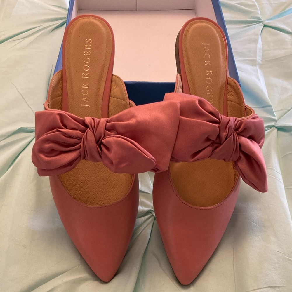 Jack Rogers Women's Blush Bow Mules New Never worn with box